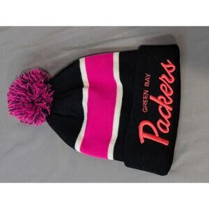 Green Bay Packers Beanie Pom Pom Hat Black Pink White
